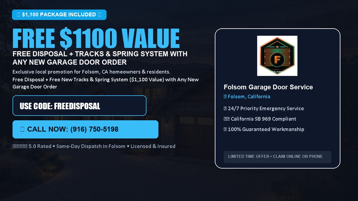 Folsom Garage Door Service FREE Haul-Away & Heavy-Duty Tracks with New Door in Folsom, CA
