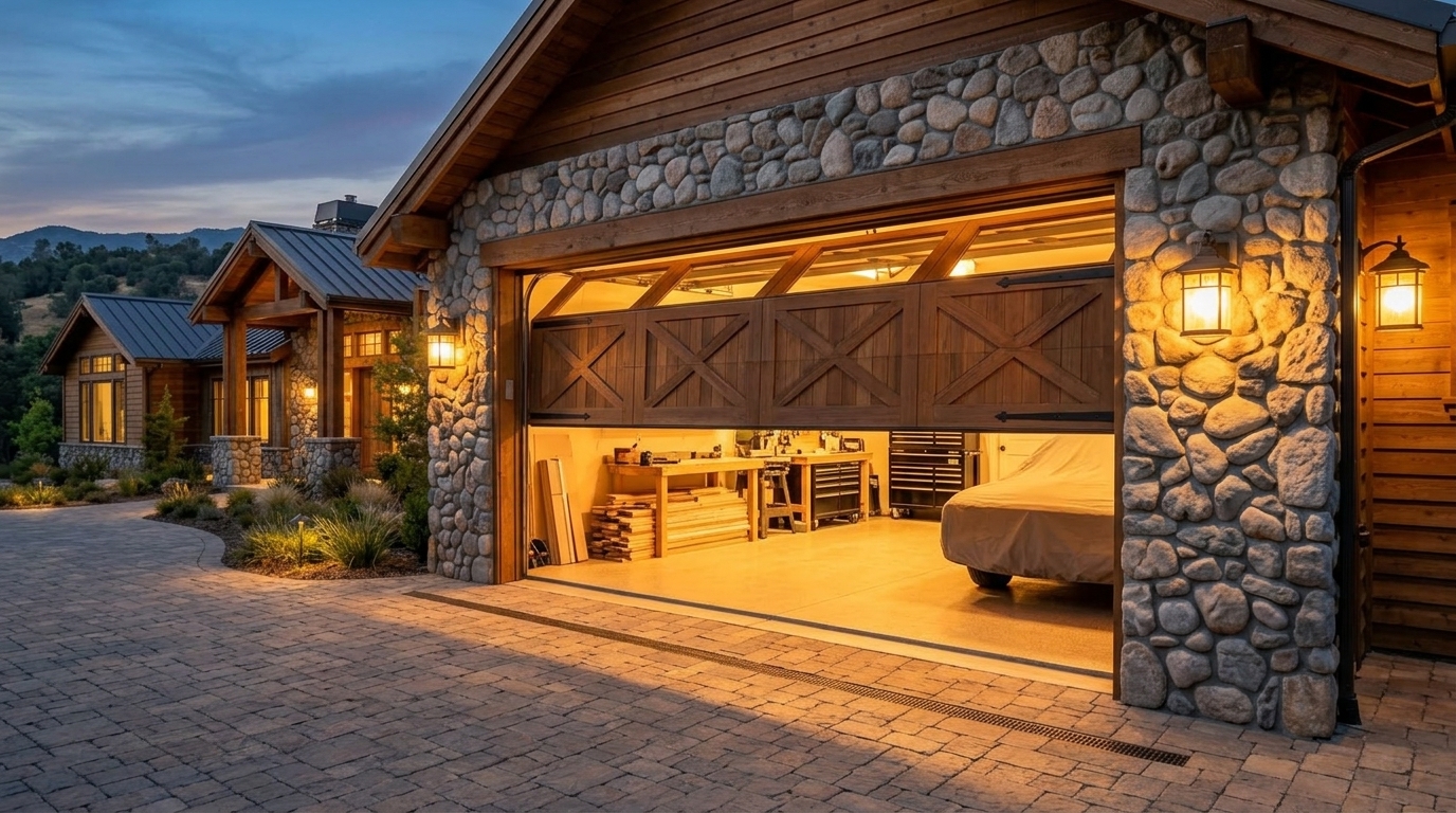 Folsom Garage Door Service Garage Door Gliding Open Revealing Warm Illuminated Interior
